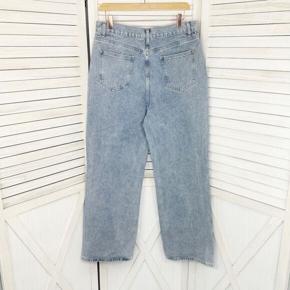 Cider Distressed Patchwork Wide Leg Crop Jeans Blue XL 10 - Picture 6 of 15